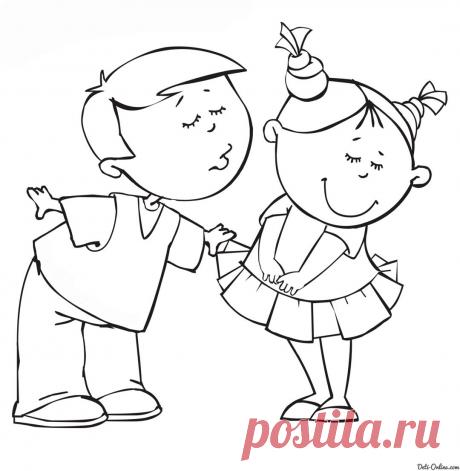 раскраска мальчик с девочкой - Поиск в Google
