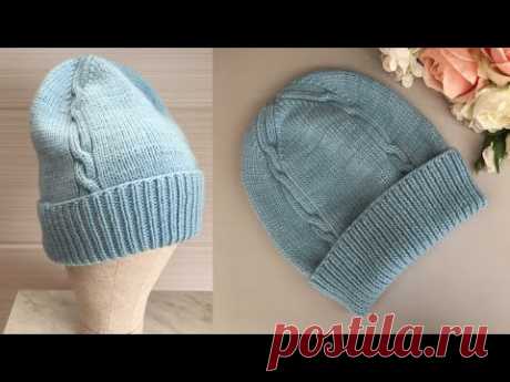 МАСТЕР-КЛАСС !  ШИКАРНАЯ ШАПКА БИНИ С ДЕКОРАТИВНЫМИ КОСАМИ! KNITTED HAT