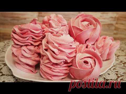 Зефир в домашних условиях. БЕЗ УВАРИВАНИЯ из МАЛИНЫ. Зефирная роза.Быстрый рецепт зефира за 15 минут