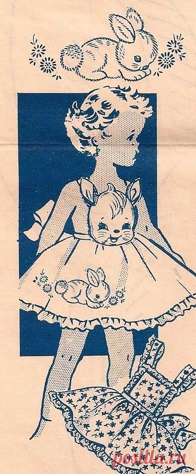Little Girls Bunny Rabbit Vintage 1940s Apron Pattern 719