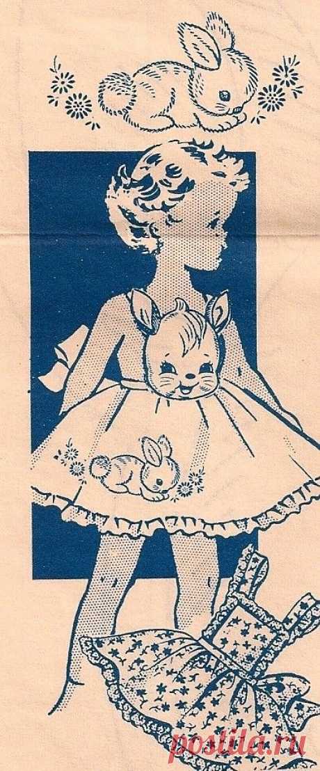 Little Girls Bunny Rabbit Vintage 1940s Apron Pattern 719