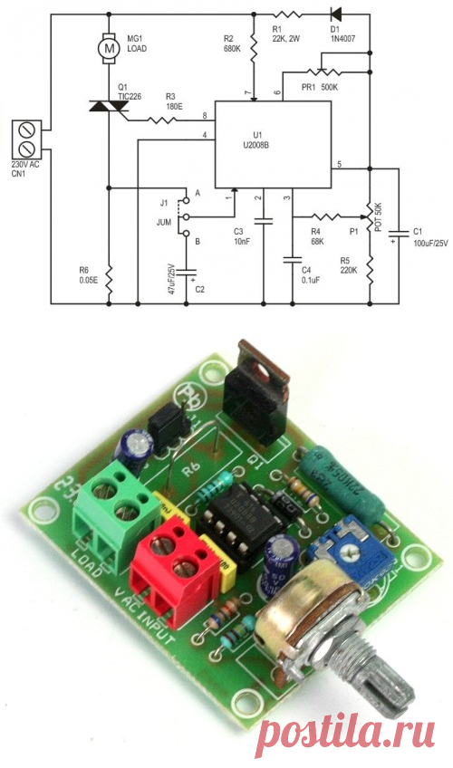 AC Motor Speed Controller using U2008B - Electronics-Lab.com