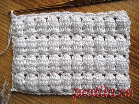 Красивый узор крючком из пышных столбиков. Схема