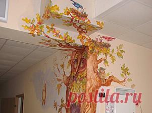 Роспись стен и потолков - Студия художественного стекла М-Арт: фьюзинг, витражи, матирование, венецианское стекло.