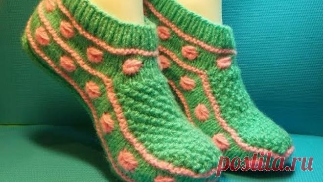 вязание спицами домашние тапочки