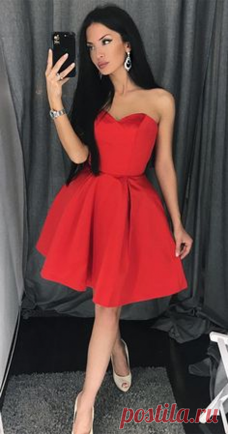 simple red stain short homecoming dresses for teens, vintage a line prom party gowns, semi formal dress #hocodresses #homecoming
