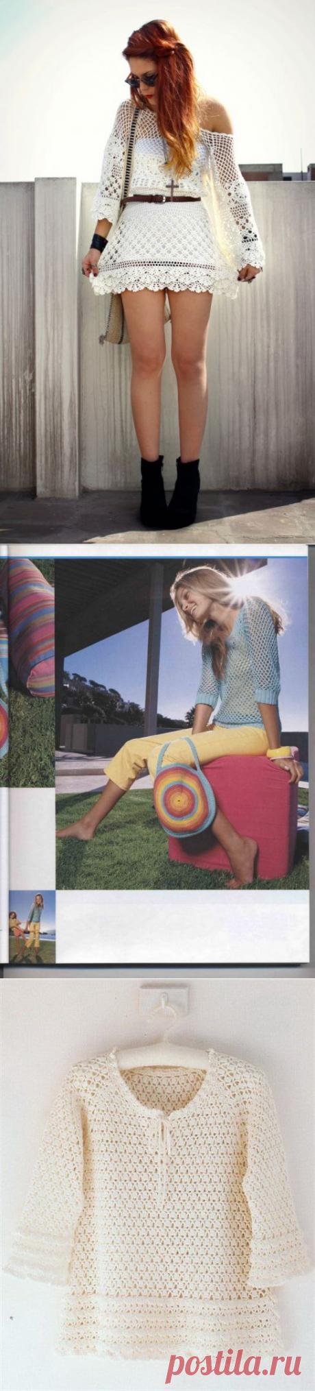 Нарядная туника (платье) с рукавом реглан крючком.