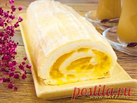 Меренговый рулет с манго. Меренговый рулет с манго