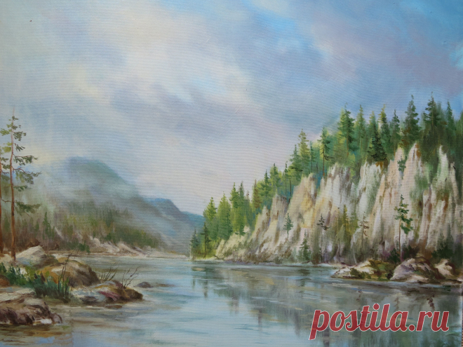 Мста.Уральские горы.Х.Масло.40х60см