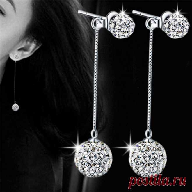 2016 Высокого Качества Способа Посеребренная Сияющий Кристалл Шамбалы Длинные Кисточкой Серьги, Ювелирные Изделия Шамбалы купить на AliExpress