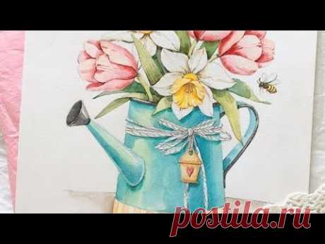 Имбирная Открытка&quot;Лейка С Цветами&quot;-2 Часть🌷Роспись  ПРЯНИКА