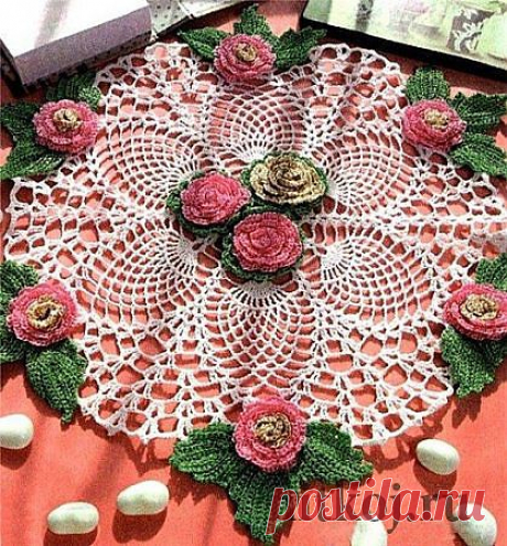 Салфетка крючком со цветами &amp;raquo; Ниткой - вязаные вещи для вашего дома, вязание крючком, вязание спицами, схемы вязания