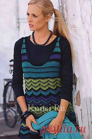 Длинный топ в полоску. Вязание для женщин / Топы / Спицами