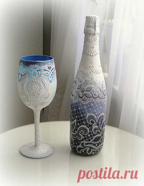 Шампанское и бокал -подсвечник