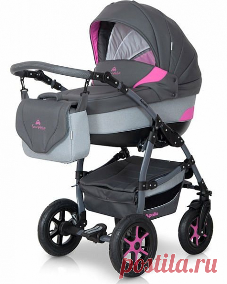 Коляска Apollo 2 в 1 графит-розовый Caretto