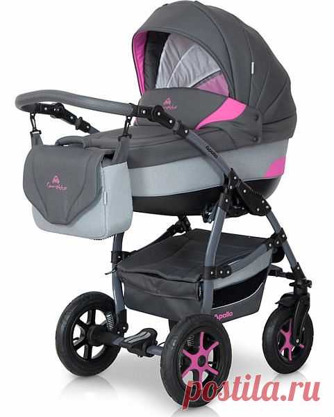 Коляска Apollo 2 в 1 графит-розовый Caretto