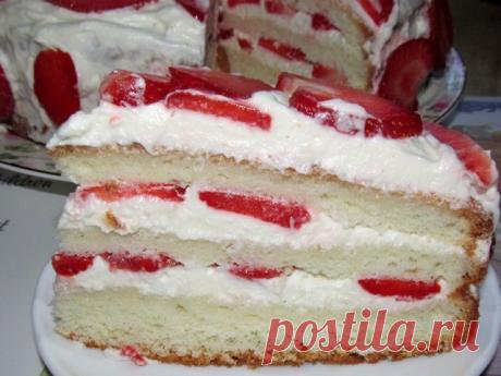 Быстрое приготовление коржей для торта + "Клубничный торт" и "Творожный крем"