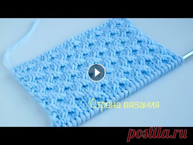 Узоры спицами. Рельефный узор. Knitting patterns. Embossed pattern. Вяжем очень простой рельефный узор. Раппорт узора 6 петель и 4 ряда. Для образца набираем количество петель кратное 6+2 кромочные петли. При круговом ...