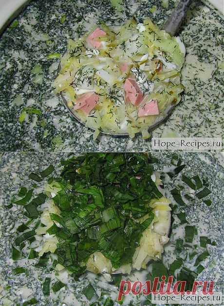 Зимняя окрошка с куриным мясом и солеными огурчиками © Кулинарный блог #Рецепты Надежды