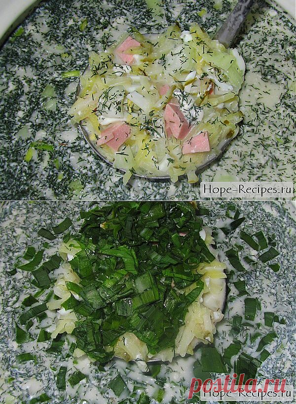 Зимняя окрошка с куриным мясом и солеными огурчиками © Кулинарный блог #Рецепты Надежды