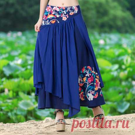 skirts for tall women Picture - More Detailed Picture about Chinese clothing store 2016 women female Chinese classic ethnic long dark green blue floral embroidery maxi skirt longuette Picture in from Ethnic Clothing Store. Aliexpress.com | Alibaba Group