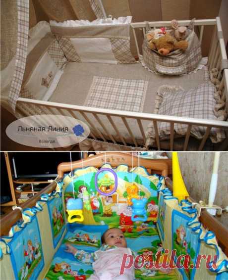 бортики в детскую кроватку (кармашки,органайзеры)