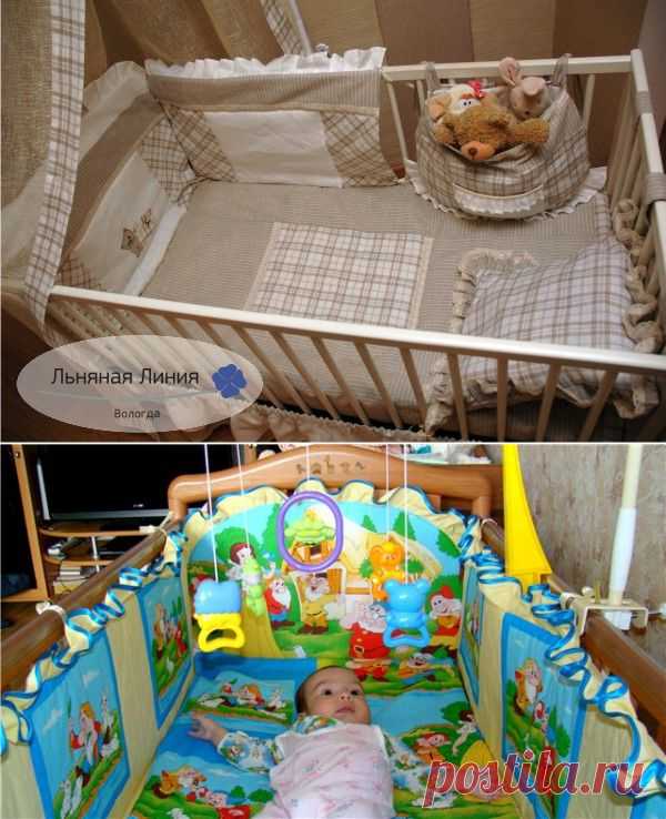 бортики в детскую кроватку (кармашки,органайзеры)