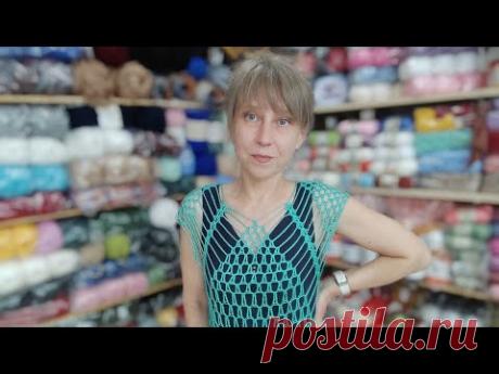 Зелёная майка - сетка из Alize Diva .