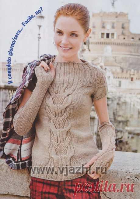 Вязание кофточки с митенками Beige - Вяжи.ру