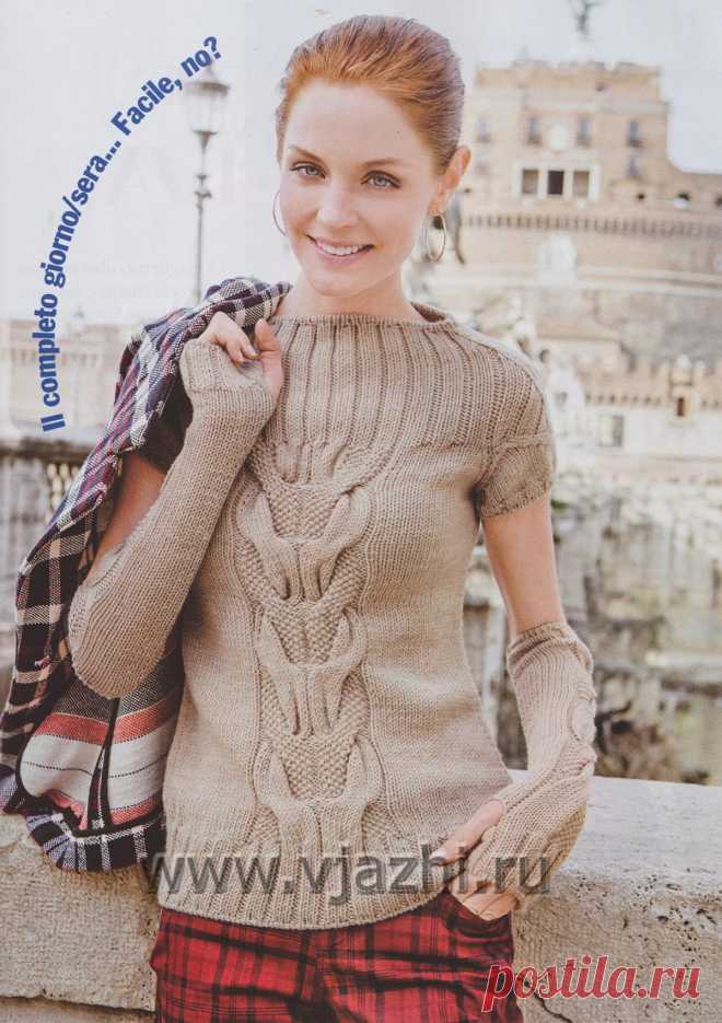 Вязание кофточки с митенками Beige - Вяжи.ру