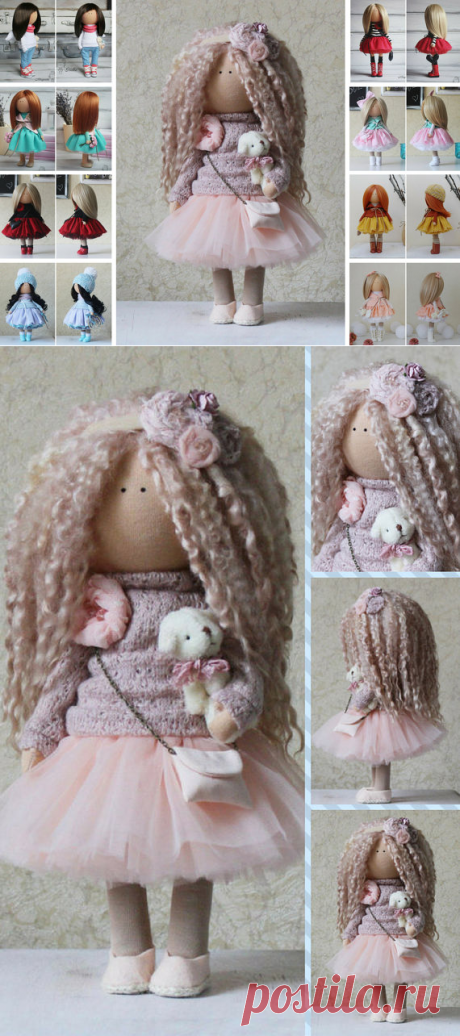 Textile doll Tilda doll Rag doll Art doll Pink doll Soft doll