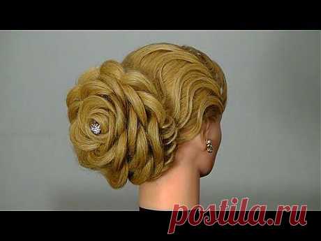 Вечерняя прическа: Роза. Цветок из волос. Hair made rose - YouTube