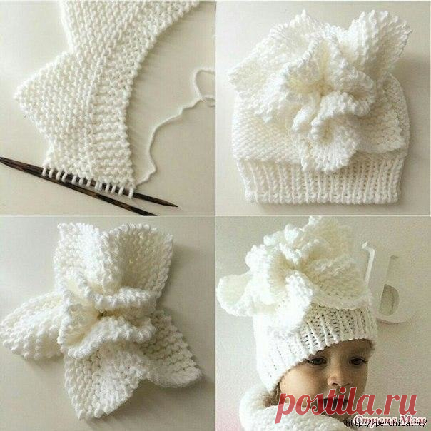 Вяжем эффектный цветок — украшение для шапочки спицами - Вязание крючком и спицами - медиаплатформа МирТесен