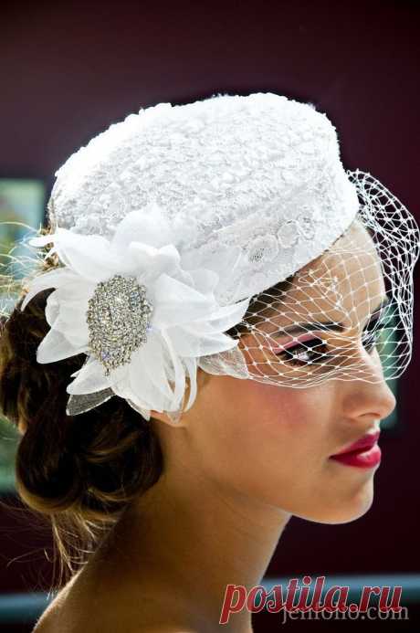 White pillbox hat