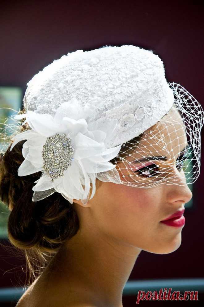 White pillbox hat