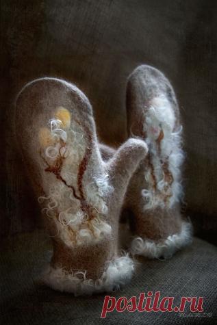 Мокрое валяние.Рукавички ,, Зимние солнца,, - Валяние. Работы пользователей.