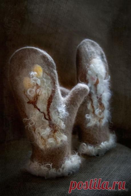 Мокрое валяние.Рукавички ,, Зимние солнца,, - Валяние. Работы пользователей.