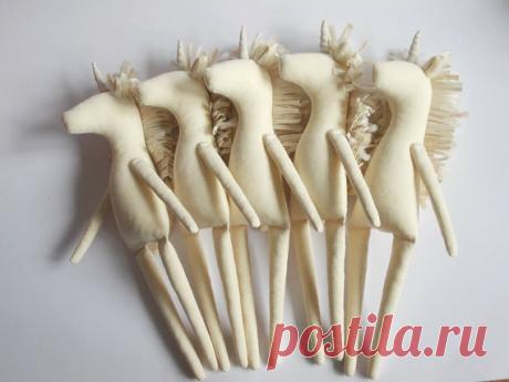 Blank Doll BODY is 12 inches (31 cm) tall .
PDF Unicorn pattern for you... 
Fabric doll body is made of white cotton and linen and it is filled with hypo-allergenic polyester fiberfill. Mane is made of yarn.

These pre-made doll bodies are perfect if you wish to make the art doll but don't have the time to make the body.