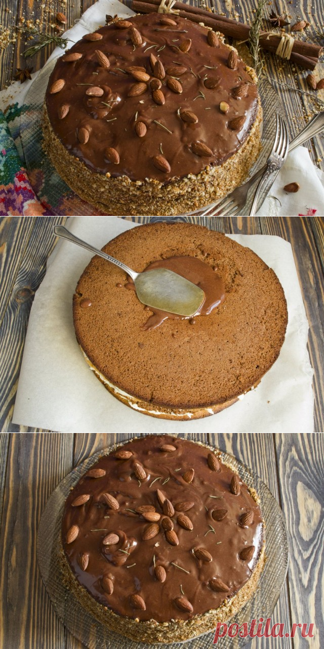 Домашний бисквитный торт с кремом из манки.