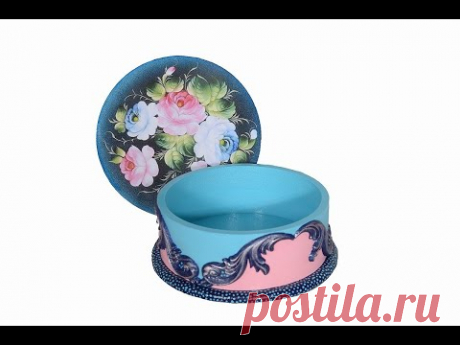 Decoupage round box with silicone molds / DIY / Easy tutorial