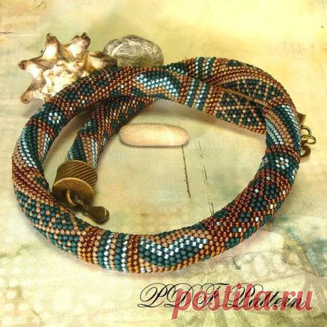beaded crochet rope necklace patchwork pattern and brief working instructions…