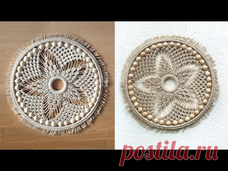 DIY Round Macrame Flower EASY Circle Wall Hanging / Unique Dream Catcher