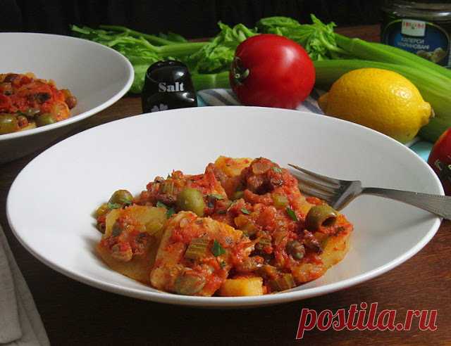 Сицилийское рыбное рагу («baccala alla messinese») Вкуснейшее рыбное рагу с богатым средиземноморским вкусом! Удивительное сочетание простых продуктов с пикантностью каперсов, оливок, анчоусов и пряных трав))) В оригинале в этом блюде используется сушеная треска, но можно конечно же приготовить и со свежей рыбкой:) Некоторые ингредиенты могут...