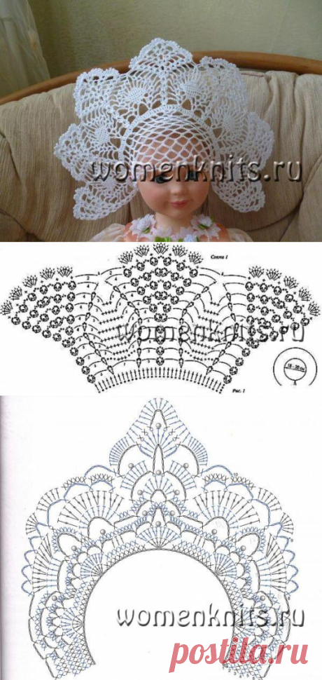 Схема вязания короны к новому году крючком