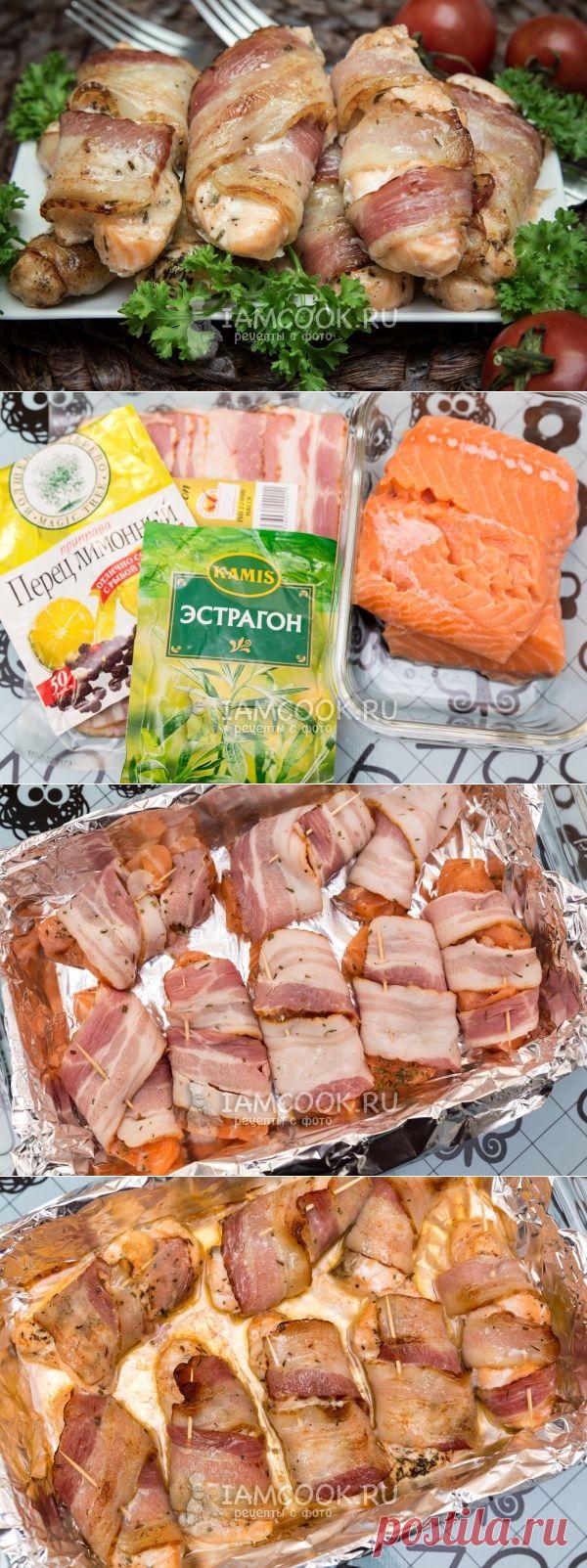 Семга, запеченная в беконе