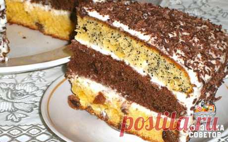 Торт сметанник с черносливом и грецкими орехами