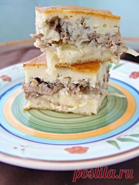 Заливной пирог с сайрой и картофелем из советского прошлого | Вкусные рецепты