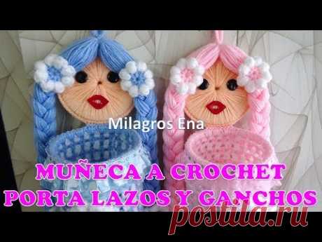 Como hacer un Porta Lazos o porta ganchos tejido a crochet -  MANUALIDADES CON LANA