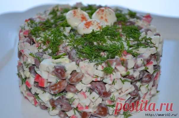 Быстрый салат с фасолью.