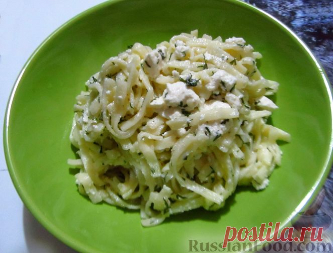 Рецепт: Лапша с брынзой и укропом на RussianFood.com